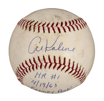 1963 Al Kaline Game Used Actual Home Run Baseball Signed and Inscribed (MEARS and JSA)